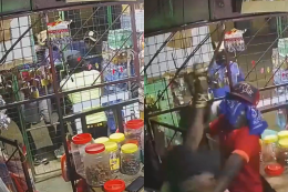 Collage photo of machete gang attacking a shopkeeper in Mtwapa.